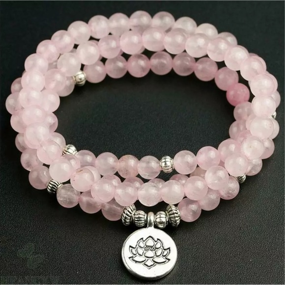 Natural rose quartz Meditation Mala necklace/bracelet - Picture 2 of 5